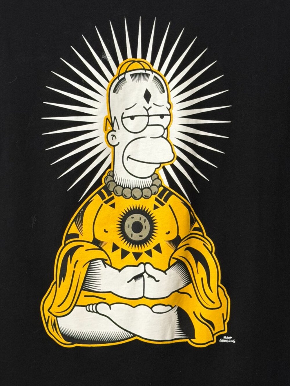 The Simpsons Zen Homer Buddha Meditating Cartoon Graphic Tee Black Unisex 2XL